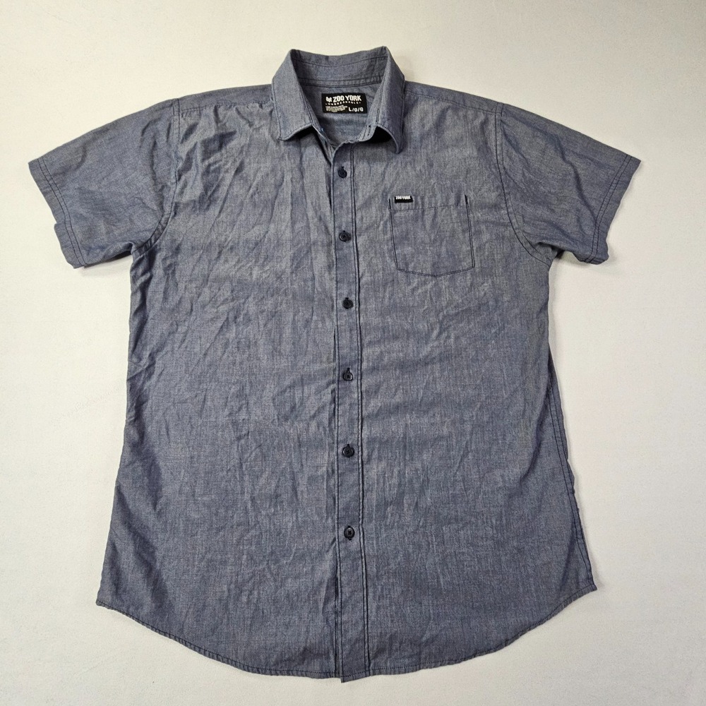 Zoo York Unbreakable Gray Short Sleeve Cotton Blend Button-Up Shirt Men's L